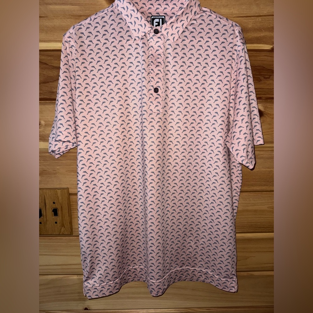 FootJoy Pink and Black Patterned Polo Shirt